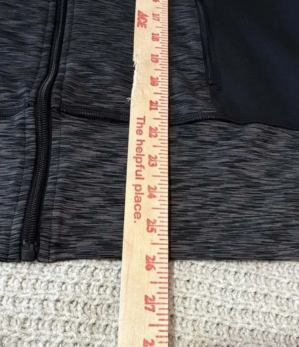 Ideology Women's Black and Gray Full-Zip Active Jacket with Thumb Holes, Size L